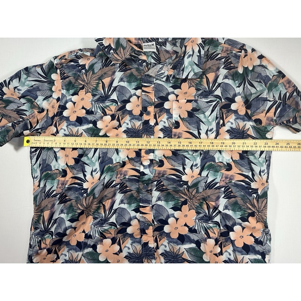 Hurley Shirt Men's L Multicolor Floral Hawaiian Button Up Short Sleeve Tropical - Picture 4 of 7